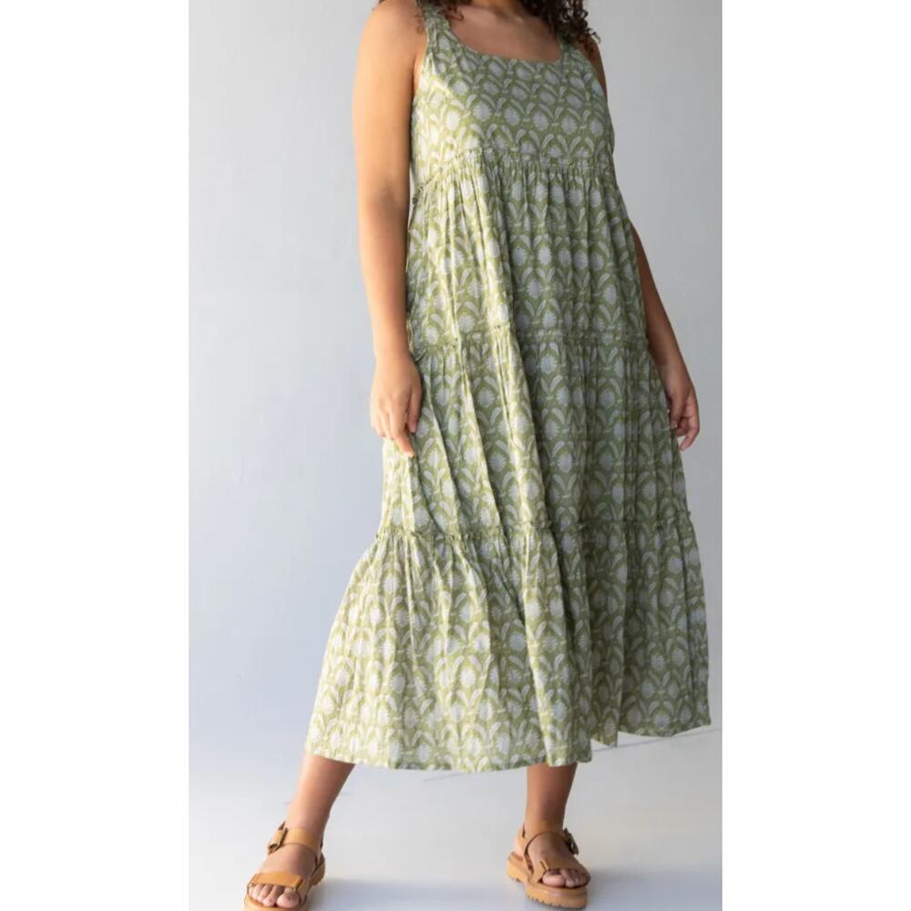 NATURAL LIFE Olive Green Printed Tiered Mini Dress - Picture 4 of 4
